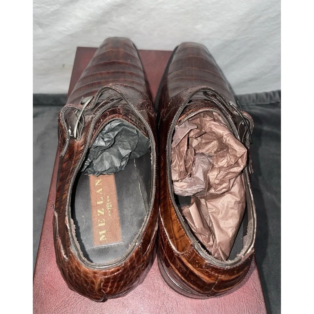 Mezlan Gables 13778-F Cognac Alligator‎ Monk Strap 8.5M Handmade Spain NIB Shoes